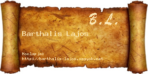 Barthalis Lajos névjegykártya